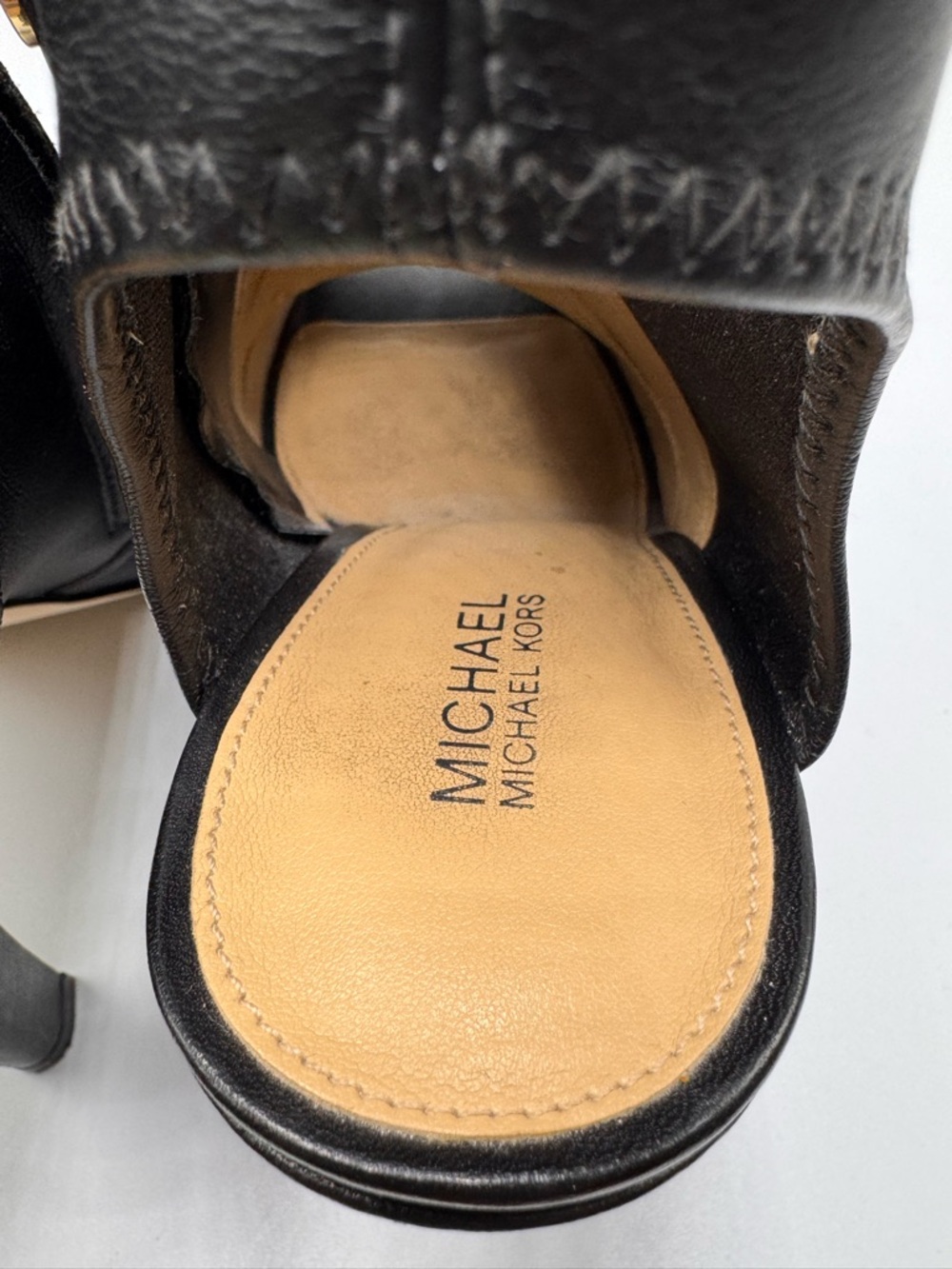 Michael Kors Selina Leather Peep Toe Ankle Bootie Black 8 - Picture 2 of 7